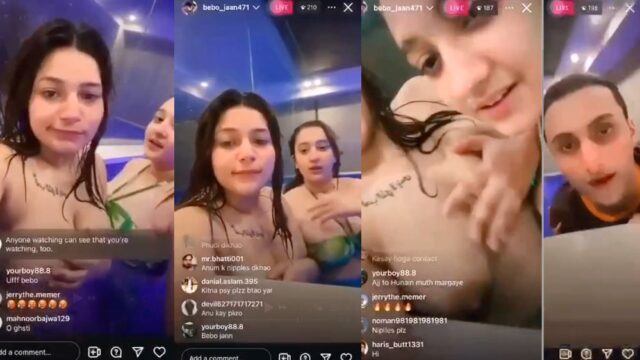 Paki Tiktoker Bebo Jan Insta Live Video Showing Boobs With Anum Mirza and Hunain Bajwa