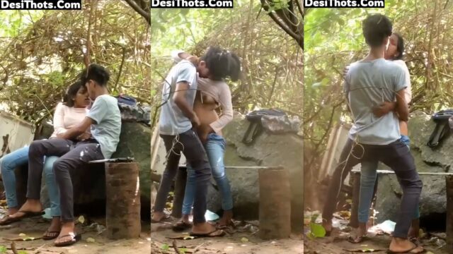 Indian college 19 year old girl’s sex moves in jungle with her boyfriend, hidden cam mms video