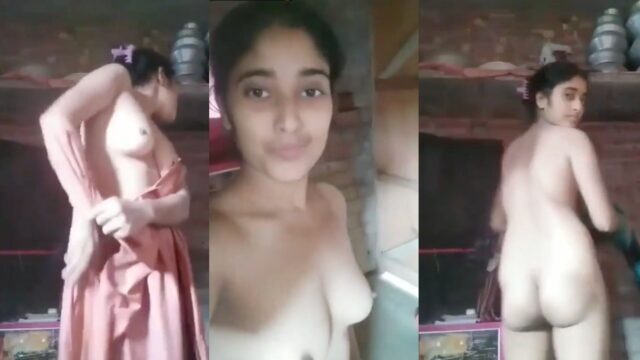 Hot desi babe undressing to show her pussy in live sex video