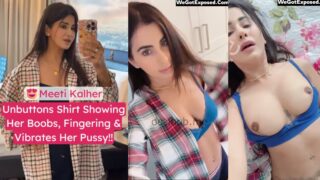 Desi Babe Meeti Kalher Unbuttons Shirt to Reveal Big Boobs, Fingers and Vibrates Her Wet Pussy, OnlyFans video
