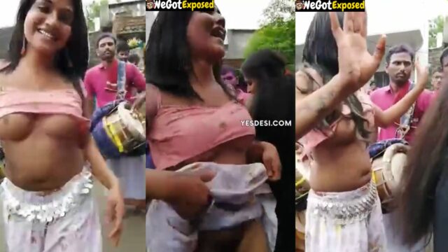 Hot Desi road dance show with boobs and pussy flash, viral video